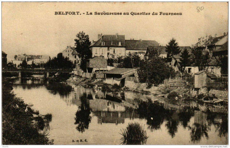 Carte postale ancienne Belfort La Savoureuse au Quartier du Fourneau à Belfort