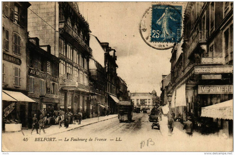 Carte postale ancienne Belfort Le Faubourg de France à Belfort