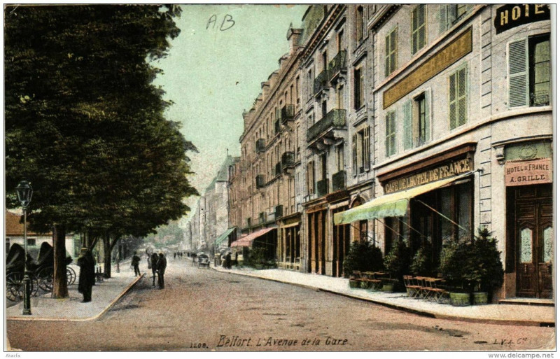Carte postale ancienne Belfort L'Avenue de la Gare à Belfort