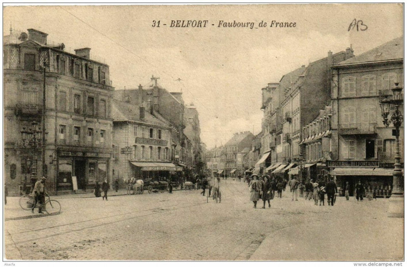 Carte postale ancienne Belfort Faubourg de France à Belfort