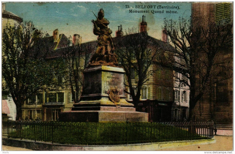 Carte postale ancienne Belfort Monument Quand méme à Belfort