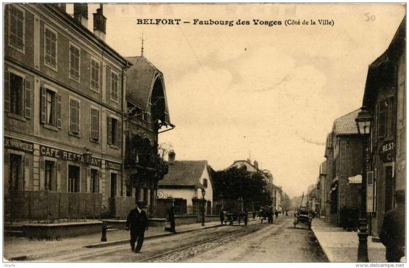 Carte postale ancienne Belfort Faubourg des Vosges à Belfort