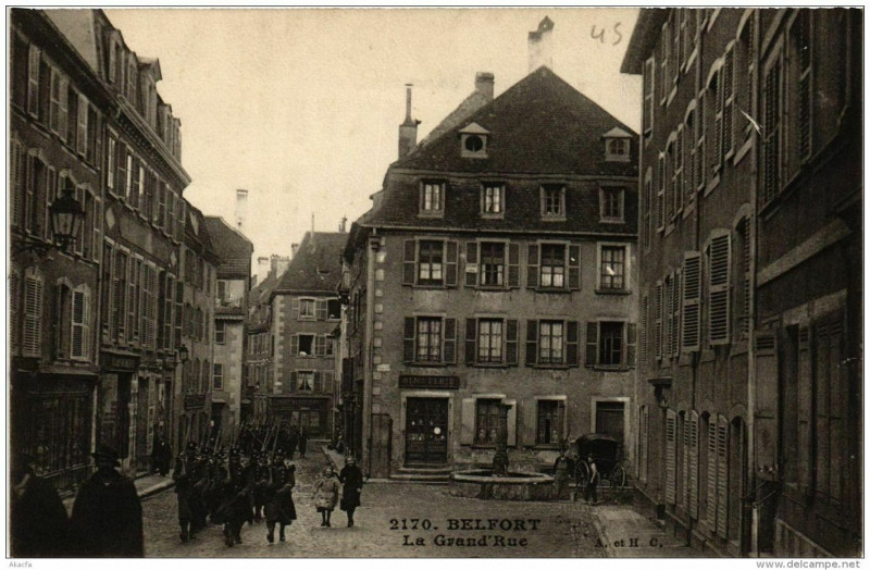 Carte postale ancienne Belfort La Grand'Rue à Belfort
