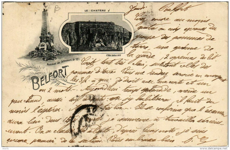 Carte postale ancienne Belfort Souvenir à Belfort