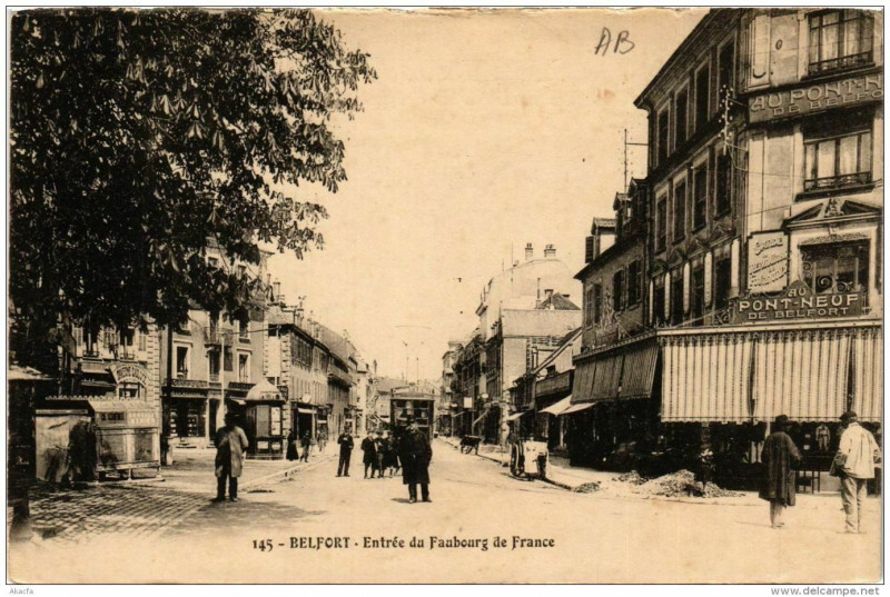 Carte postale ancienne Belfort Entrée du Faubourg de France à Belfort
