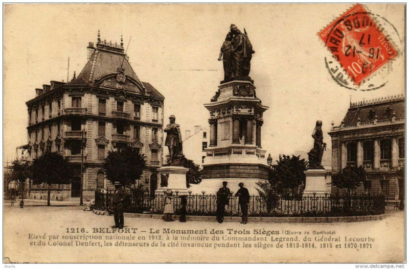Carte postale ancienne Belfort Le Monument des Trois Sieges à Belfort