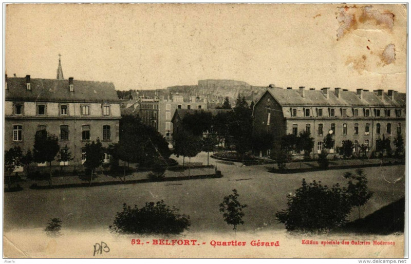 Carte postale ancienne Belfort Quartier Gérard à Belfort