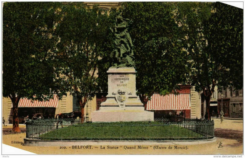 Carte postale ancienne Belfort La Statue Quand Méme à Belfort