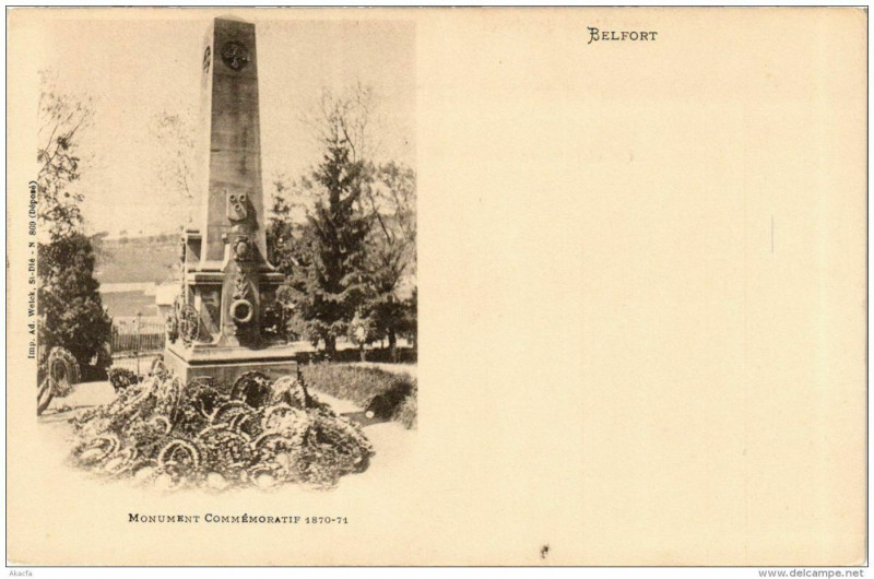 Carte postale ancienne Belfort Monument Commémoratif 1870-71 à Belfort