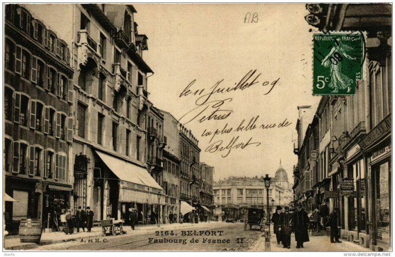 Carte postale ancienne Belfort Faubourg de France à Belfort