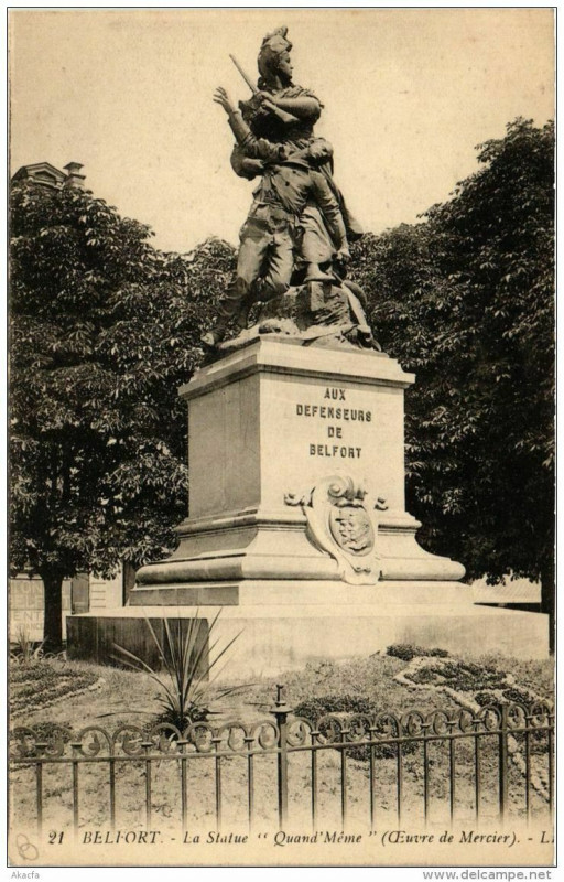 Carte postale ancienne Belfort La Statue Quand Méme à Belfort