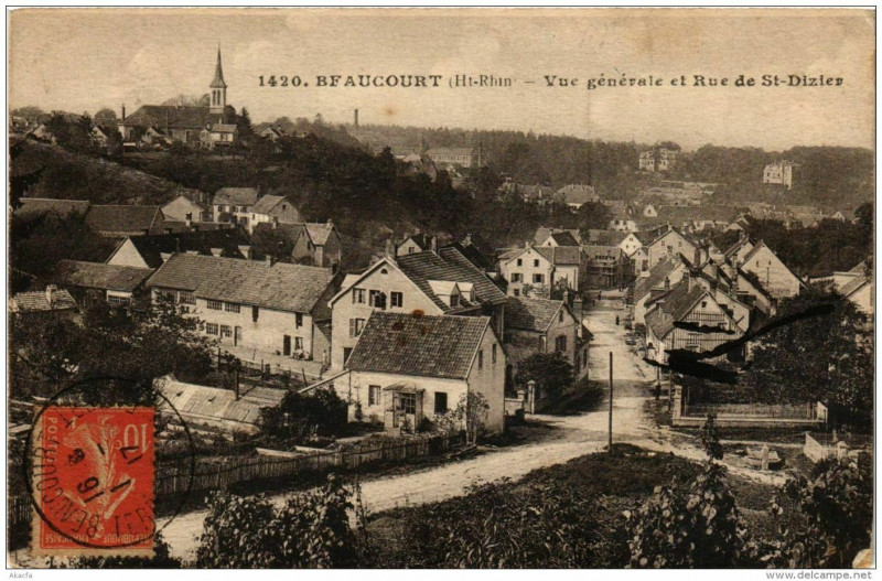 Carte postale ancienne Beaucourt Vue generale et Rue de Saint-Dizier à Beaucourt