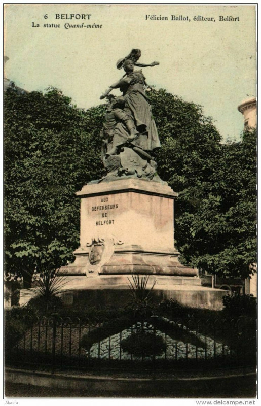 Carte postale ancienne Belfort Le Statue Quand-méme à Belfort