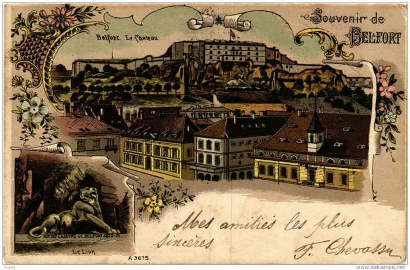 Carte postale ancienne Belfort Souvenir à Belfort