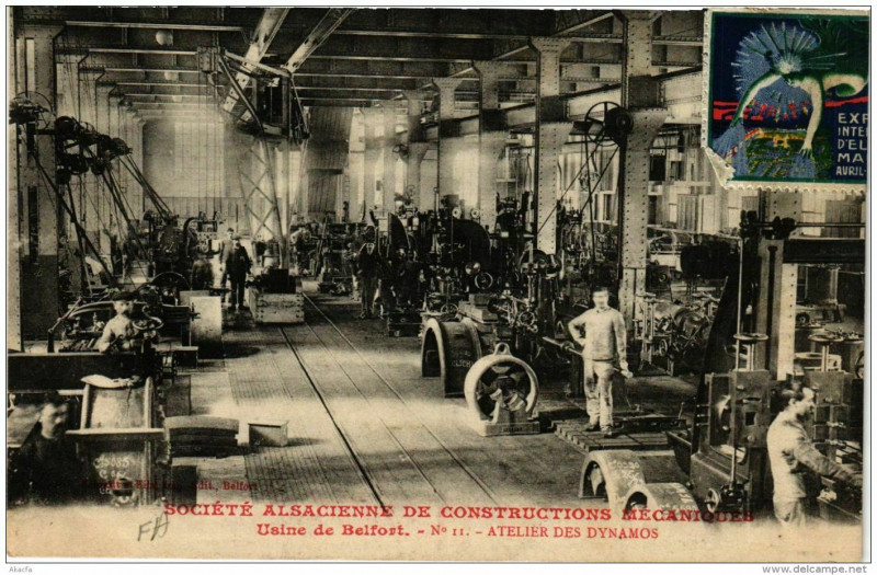 Carte postale ancienne Usine de Belfort Atelier des Dynamos à Belfort