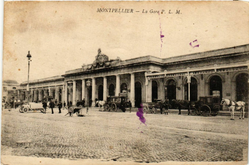 Carte postale ancienne Montpellier - La Gare P. L. M à Montpellier