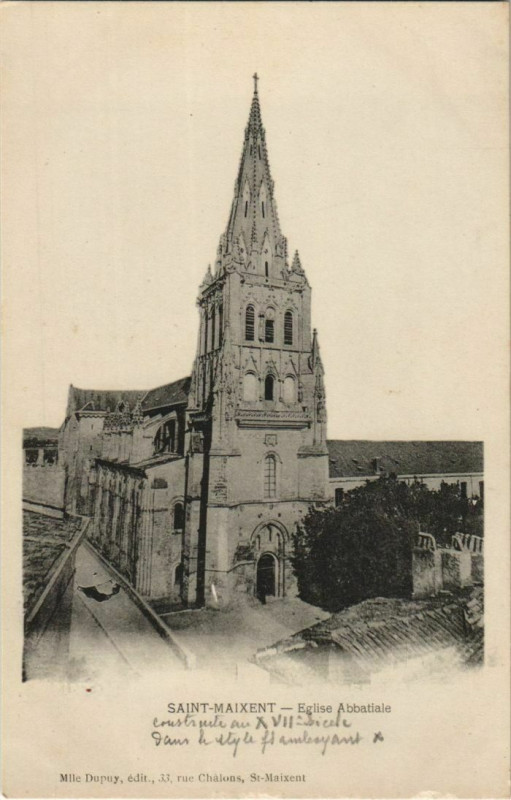 Carte postale ancienne Saint-Maixent-l'Ecole Eglise Abbatiale