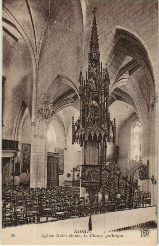 Carte postale ancienne Niort Eglise Notre-Dame - La Chaire Gothique à Niort