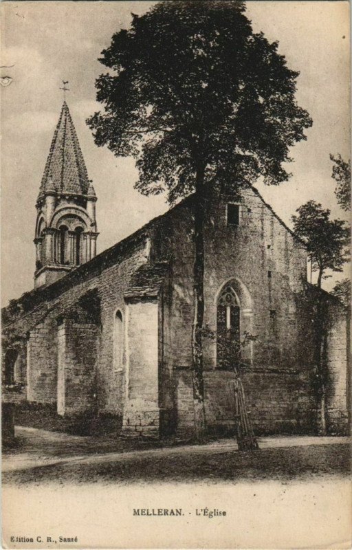 Carte postale ancienne Melleran L'Eglise à Melle
