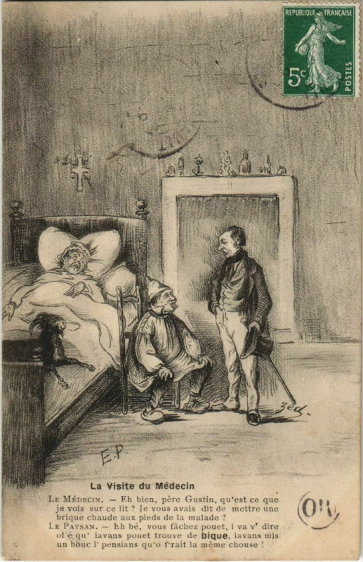 Carte postale ancienne La Visite du Medecin
