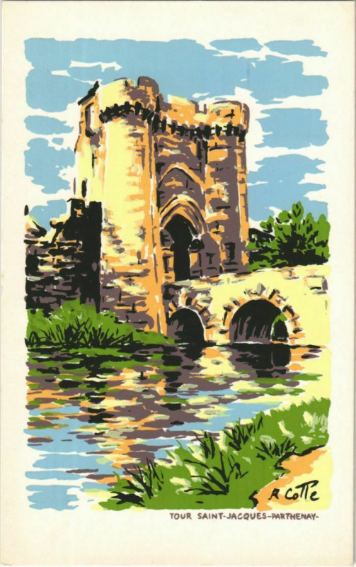 Carte postale ancienne Parthenay Tour Saint-Jacques à Parthenay