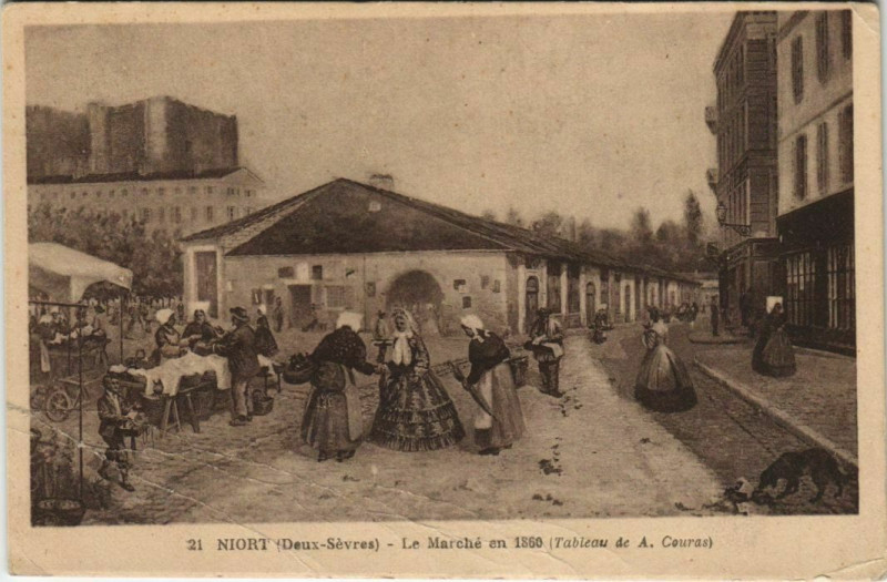 Carte postale ancienne Niort Le Marche en 1860 à Niort