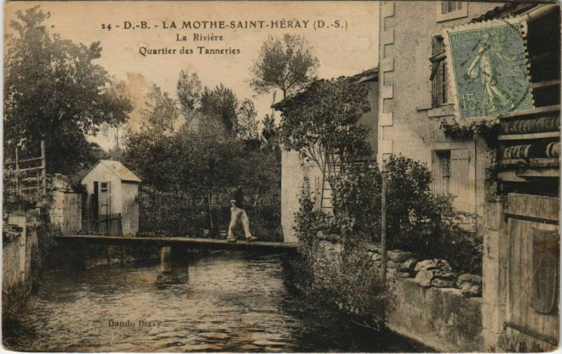 Carte postale ancienne La Mothe-Saint-Heray La Riviere - Quartier des Tanneries