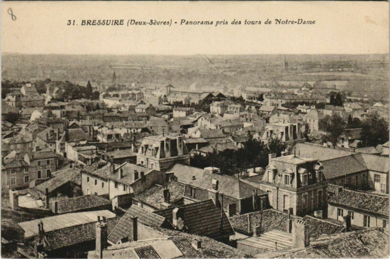 Carte postale ancienne Bressuire Panorama pris des Tours de Notre-Dame à Bressuire