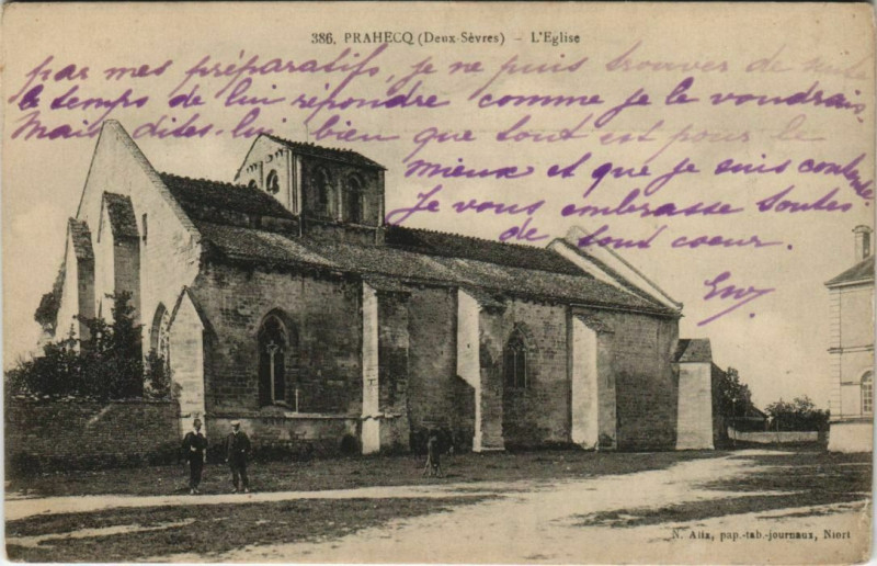 Carte postale ancienne Prahecq L'Eglise à Prahecq