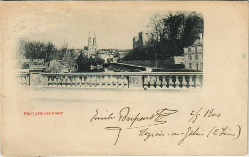 Carte postale ancienne Niort pris des Ponts à Niort