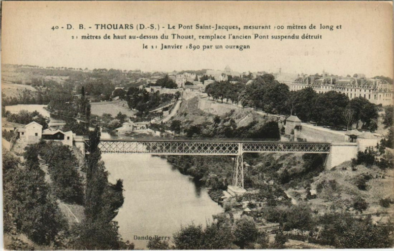 Carte postale ancienne Thouars Le Pont Saint-Jacuqes à Thouars
