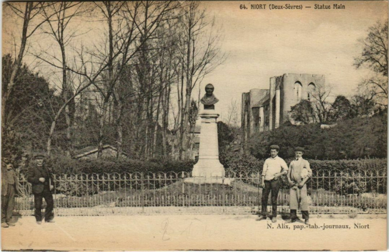 Carte postale ancienne Niort Statue Main à Niort