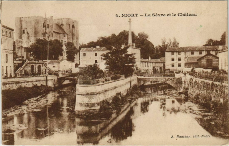 Carte postale ancienne Niort La Sevre et le Chateau à Niort