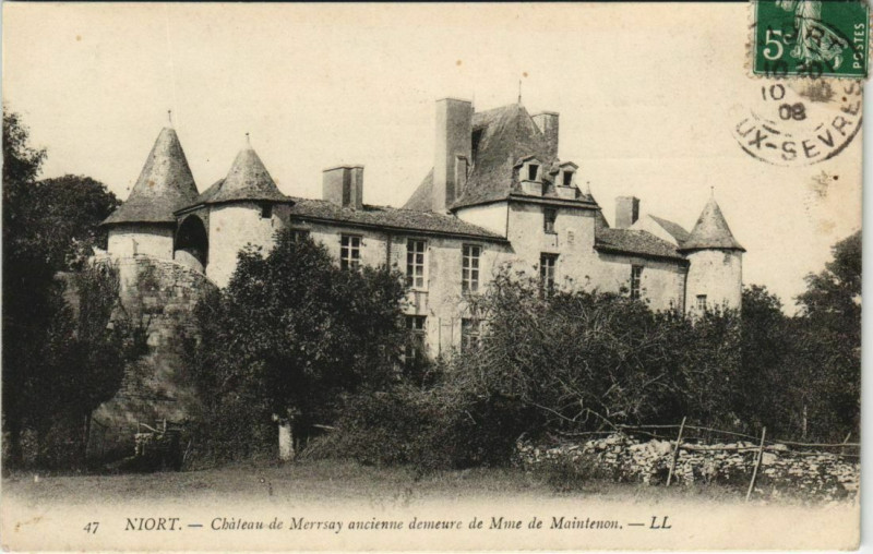 Carte postale ancienne Niort Chateau de Merrsay Ancienne Demeure de Mme de Maintenon à Niort