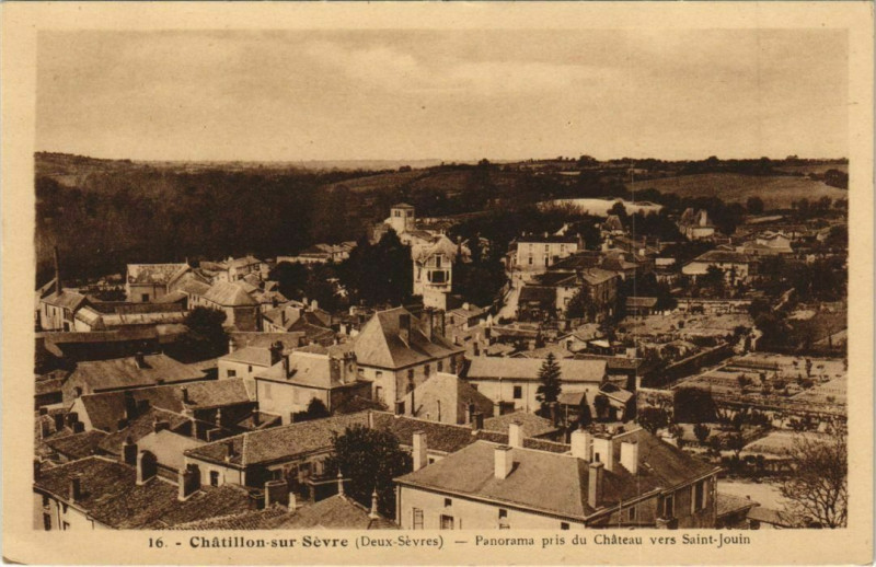 Carte postale ancienne Chatillon-sur-Sevre Mauleon - Panorama pris du Chateau