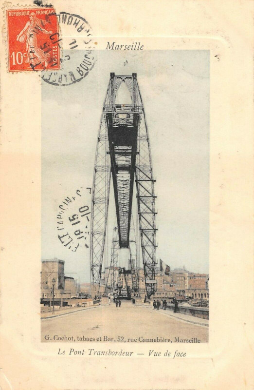 Carte postale ancienne Marseille Le Pont Transbordeur Vue De Face à Marseille