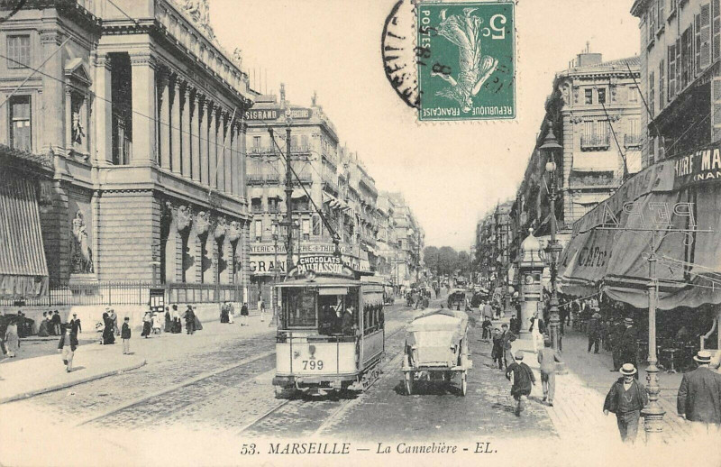 Carte postale ancienne Marseille La Cannebiere à Marseille