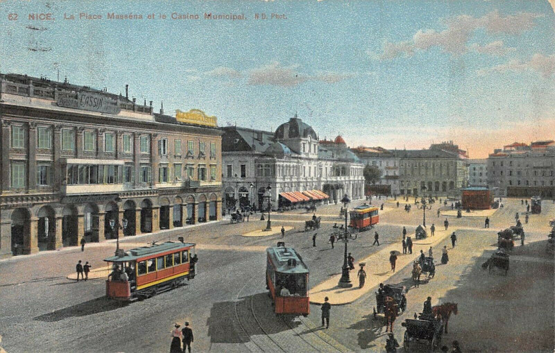 Carte postale ancienne Nice La Place Massena Et Casino Municipal à Nice