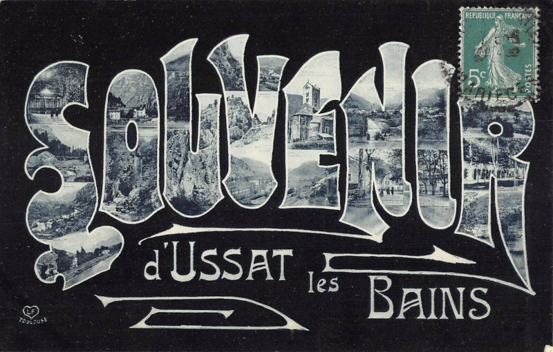 Carte postale ancienne Souvenir D'Ussat Les Bains à Ussat