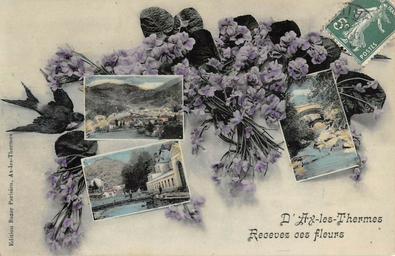 Carte postale ancienne D'Ax Les Thermes Recevez Ces Fleurs à Ax-les-Thermes