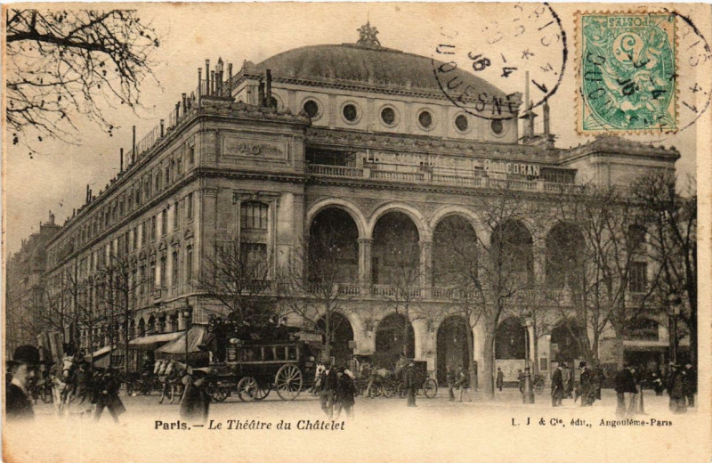 Carte postale ancienne Le Théâtre du Châtelet à Paris 1er