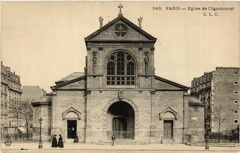Carte postale ancienne Eglise de Clignancourt à Paris 18e