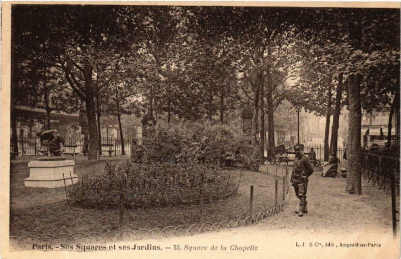 Carte postale ancienne Square de la Chapelle à Paris 18e
