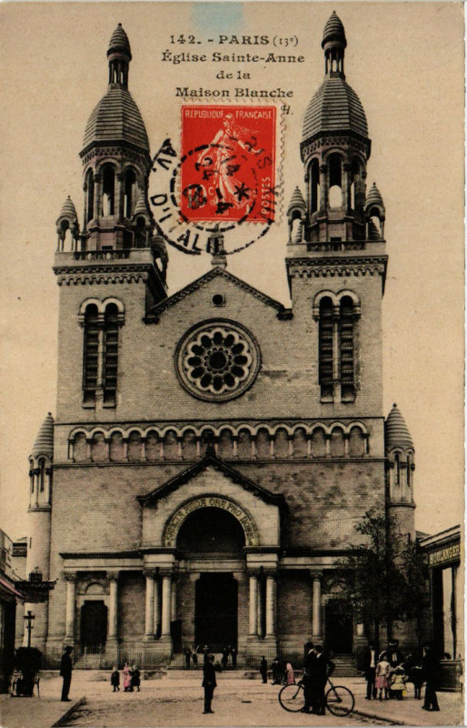 Carte postale ancienne Paris 13e Eglise Sainte-Anne de la Maison Blanche à Paris 13e