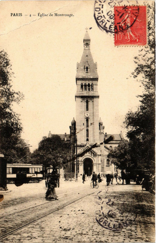 Carte postale ancienne Eglise de Montrouge à Paris 14e