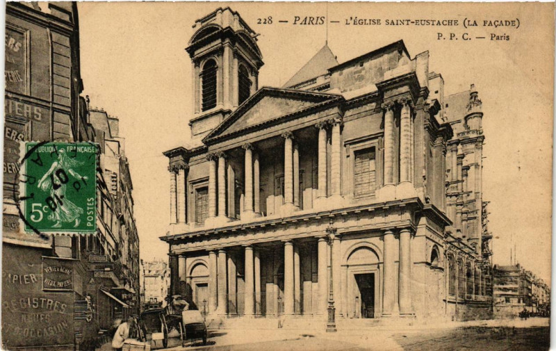 Carte postale ancienne Paris 1e L'Eglise Saint-Eustache. la Façade