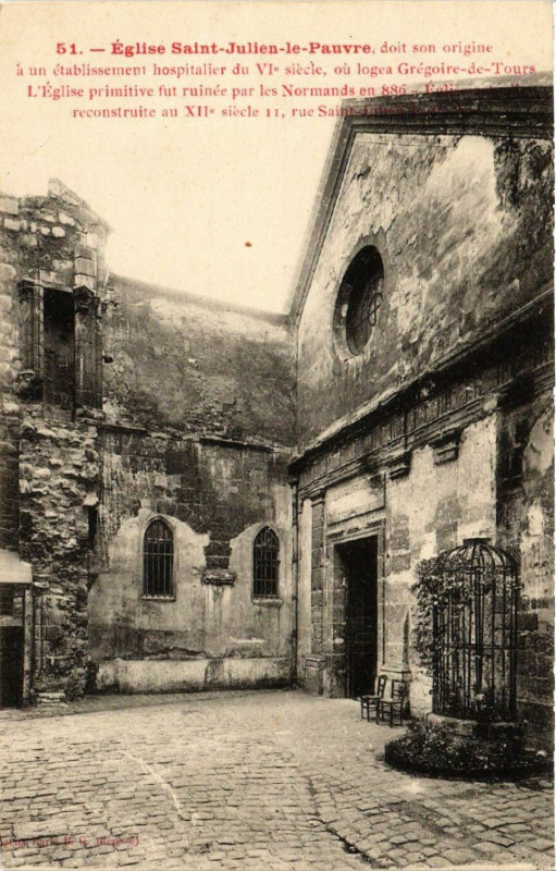 Carte postale ancienne Paris 5e Eglise Saint-Julien-le-Pauvre à Paris 5e