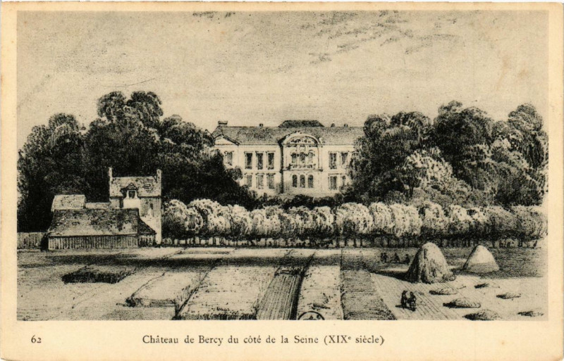 Carte postale ancienne Paris 12e Chateau de Bercy. cote de la Seine à Paris 12e