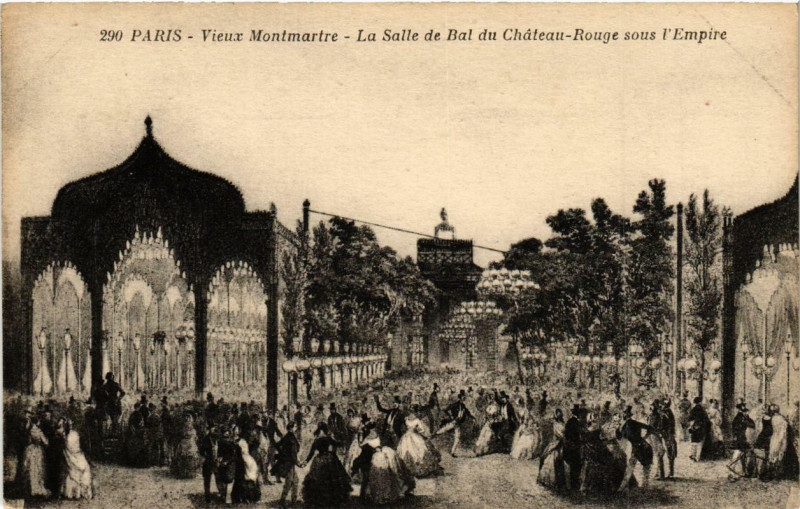 Carte postale ancienne Vieux Montmartre - La Salle de Bal du Château-Rouge sous l'Empire à Paris 18e