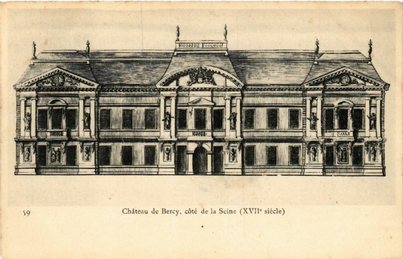 Carte postale ancienne Paris 12e Chateau de Bercy. cote de la Seine à Paris 12e